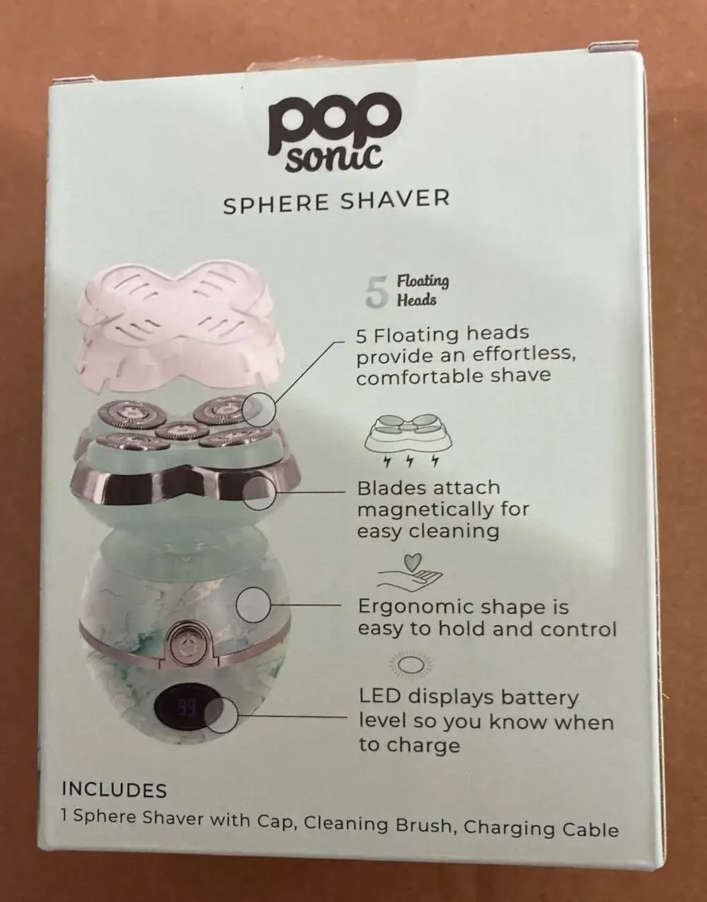 Pop Sonic Sphere Rechargeable Unisex 5-Head Shaver - Mint Marble